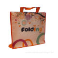 80g 4c Matt Coat Printing Shopping Bags, Non Woven Carry Bag With Orange Binding